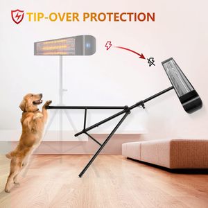 Chauffage infrarouge à quartz électrique portable autonome pour extérieur avec protection étanche et contre la surchauffe, contrôle numérique - Product Image 4