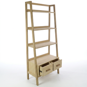 Étagère bibliothèque en bois moderne à 4 niveaux avec tiroirs, rangement vertical durable et multifonctionnel, montage facile pour salon - Product Image 1