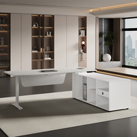 Bureau de direction intelligent, bureau de direction électrique réglable en hauteur, bureau de direction moderne en bois en forme de L