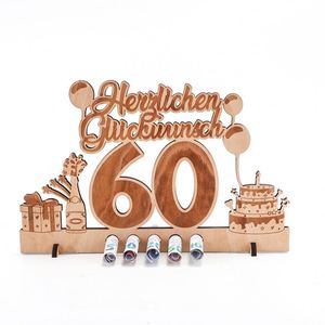 Wholesale Wooden Birthday Decorations Wood 60th Birthday <b>Table</b> Decor with <b>Balloons</b> and Number Insert for Parties Dropshipping - Product Image 1