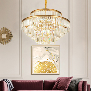 Lámpara de Araña de Cristal con Acabado Dorado, Base para Bombilla E26, LED Blanco Cálido de 3500K, Altura Ajustable, Garantía de 5 Años, Lámpara Colgante Tipo Tambor Grande - Product Image 4