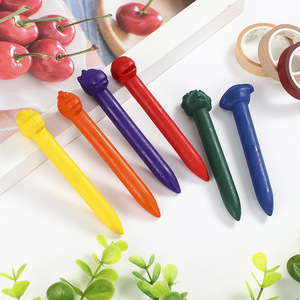 Crayones Lavables Artísticos de 12 Colores con Diseño de Animales de Dibujos Animados, Juego de Suministros de Aprendizaje de Cera a Base de Aceite para Niños, Empaque en Caja de Color - Product Image 2