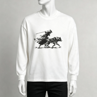 T-shirt unisexe oversize en coton gaufré à manches longues 320g 100% coton, impression DTG, coupe ample, style streetwear décontracté, hip-hop, vierge