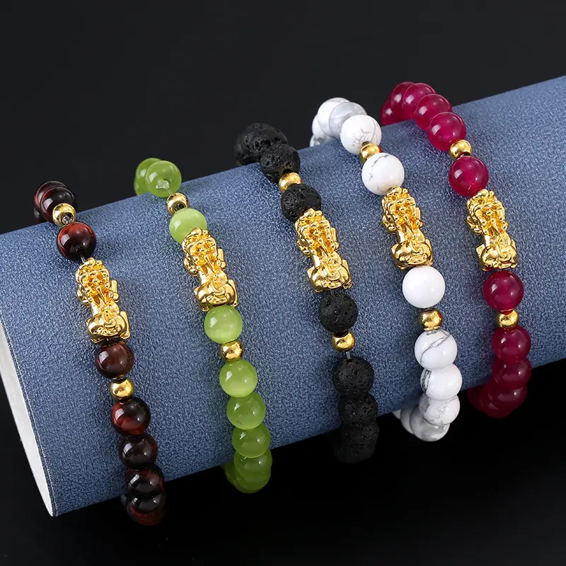 Hot Multi Color Lava Stone Lucky PI Xiu Bracelet Adjustable Feng Shui Natrual Stone Beads Pi Xiu Pi Yao Wealth Bracelet