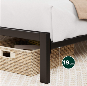Cama <span class=keywords><strong>de</strong></span> Metal Negro y Marrón con Cabecero Altura 80 cm Base <span class=keywords><strong>de</strong></span> <span class=keywords><strong>Somier</strong></span> Fácil Montaje No Se Necesita Muelle <span class=keywords><strong>de</strong></span> Caja 135X190 cm - Product Image 5