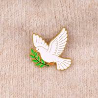 En gros, épingles en métal de dessin animé, badges en alliage minimalistes à motif colombe blanche, et broches amusantes et mignonnes en forme d'oiseau pour la paix et l'amour