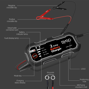 6V 12V AGM GEL Chì Axit 2A Thông Minh Car Battery Charger Lithium Và Chì-axit Battery Charger Nhỏ Hiện Tại Bảo Trì Pin - Product Image 3