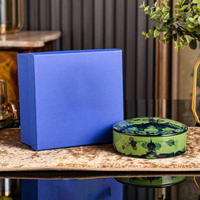 Boîte en céramique ronde de style italien avec couvercle, décoration de table de luxe pour la maison, boîte de rangement pour bijoux en porcelaine, élégante pour le bureau