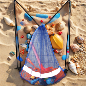 Grand sac à dos de plage pour enfants avec cordon de serrage pour la natation Sacs en maille de nylon pour la vente en gros <span class=keywords><strong>d</strong></span>'épicerie avec logo personnalisé - Product Image 2