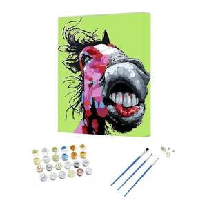 Pintura por Números Diy para Crianças Criativo Burro Pintura A óleo por Números Kits pintados à mão Café Decoração Pintura