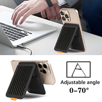 Casing Dompet Serat Karbon Magnetik Lepas Pasang, Anti Maling RFID, Penyangga Lipat, Tahan Banting untuk iPhone 17