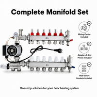 Collecteur de chauffage en acier inoxydable 304 avec débitmètre, collecteur central pour eau mixte, pièce d'extrémité pour système de chauffage au sol