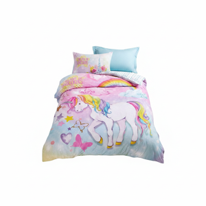 Cotton Box Junior Single Duvet Cover Set with <b>Fitted</b> <b>Sheet</b> Dream Mint-Princess Style Character <b>Pattern</b> for Home Use - Product Image 2