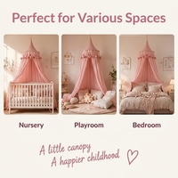 Lit de bébé avec baldaquin pliable pour enfants, pompons en coton pur, plafond conique, décoration nordique pour la chambre d'enfant, lit bébé portable pour la maison