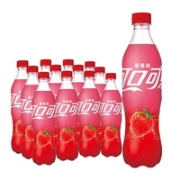 Vente en Gros Nouveauté Boisson Gazeuse au Cola Saveur Fraise 500 ML Bouteille Boisson Pétillante Aromatisée aux Fruits
