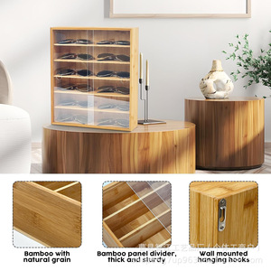 Bamboo sunglasses <b>display</b> <b>case</b>, eyewear shop counter, sunglasses <b>display</b> stand, <b>wall</b>-mounted essential oil watch, gift - Product Image 5