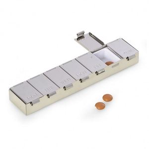 Silver Plated Food Grade Weekly <b>Tablet</b> <b>7</b> Days Pill Box Plastic Metal Product Category - Product Image 1