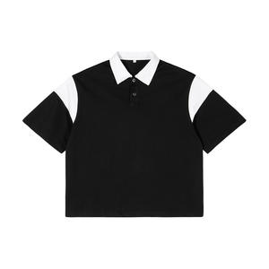 Camiseta Polo de Corte Cuadrado con Bloques de Color y Logotipo Personalizado para Hombre - Camiseta de Manga Corta con Cuello, Estilo Urbano, 100% Algodón Premium - Product Image 1