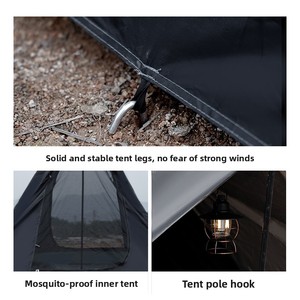 Factory Wholesale Outdoor Double-layer <b>Camping</b> Tent Rainproof Multiplayer Black 190T Polyester 2000-3000mm - Product Image 4