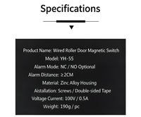 Wired Roller Shutter Magnetic Contact Switch Zinc Alloy 520mm Armored Cable Rolling Door Sensor for Security Alarm System