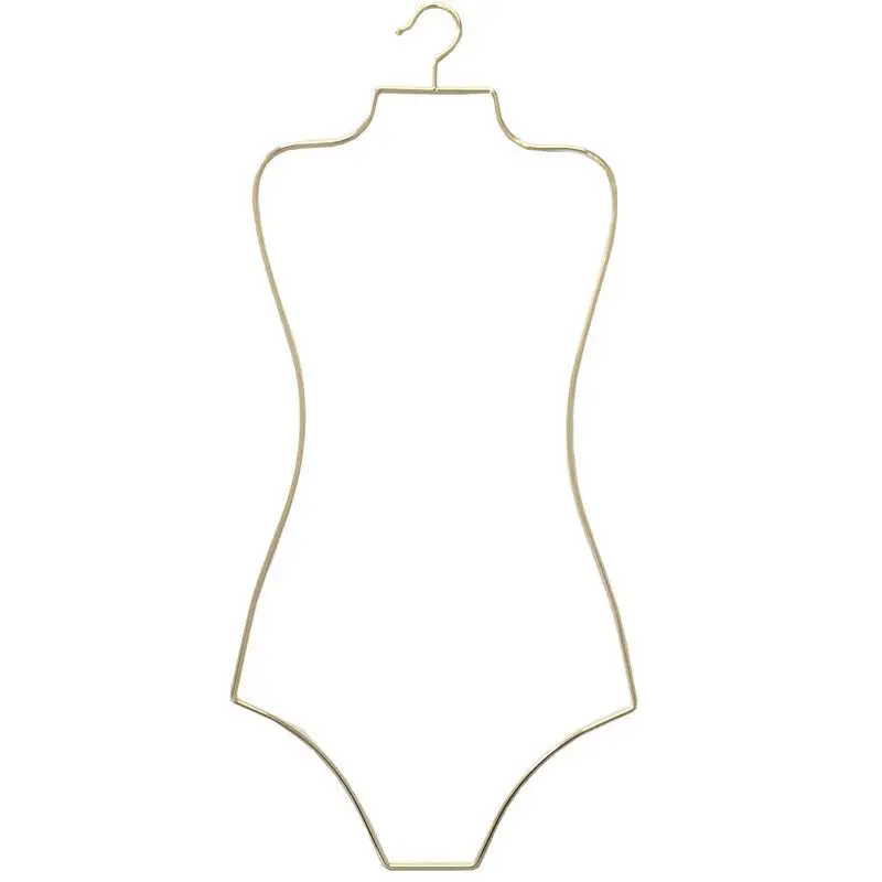 Lady Gold Wire Swim Clothes Suit Metal Hanger Gancho lustroso durável Swimwear corpo cabide para adulto