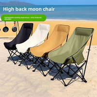Chaise lune style glamping, chaise pliante à dossier haut inclinable, chaise d'extérieur portable pour le camping, la pêche, le pique-nique et la plage