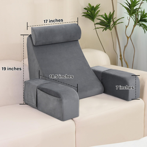 Coussin de repos de lit adulte Offre Spéciale de 19 "pour lire la télévision en regardant l'oreiller de dossier assis gris moyen pour le lit - Product Image 3
