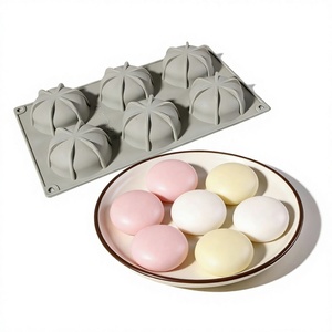 Moule en silicone rond à 6 cavités pour gâteaux mousse, chocolats, desserts, savons DIY, résistant au four - Product Image 1
