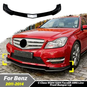 สำหรับเมอร์เซเดสเบนซ์ ซี คลาส W204 S204 ปี 2011 2012 2013 2014 ชุดอุปกรณ์ตกแต่งสปอยเลอร์กันชนหน้ารถยนต์ - Product Image 1