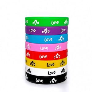 Custom Printed Silicone Wristband <b>Love</b> Logo Colored <b>Bracelet</b> for Couples Valentine's Day Promotions Other Events Wristband - Product Image 4