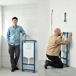 Cisterna Oculta de HDPE para Inodoro Suspendido en la Pared, Tanque de Agua Oculto de Doble Descarga con Fácil Instalación, Ahorro de Agua - Product Image 3