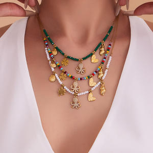 Collier ras du cou bohème en pierres naturelles avec pendentif en forme de gland de la <span class=keywords><strong>série</strong></span> Ocean en diamant - Product Image 5