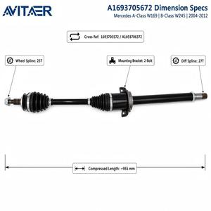 Eje de Transmisión Delantero Derecho Avitaer A1693705672 para <span class=keywords><strong>Mercedes</strong></span> <span class=keywords><strong>Clase</strong></span> <span class=keywords><strong>A</strong></span> <span class=keywords><strong>W169</strong></span> <span class=keywords><strong>Clase</strong></span> B W245 2004-2012 NUEVO - Product Image 3