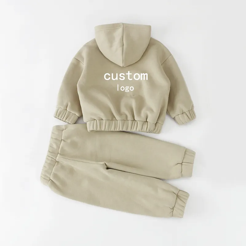 Großhandel Kinder Jungen 2 Stück Fleece Sweatshirt Mädchen Sweat suit Hoodies Set Kinder Trainings anzug Jogger Set