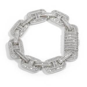 15mm Mixed Inlaid T-shaped Cubic Zirconia Pig Nose Chain High-end Hip-hop Cuban <b>Bracelet</b> Men's Accessory Custom-made - Product Image 3