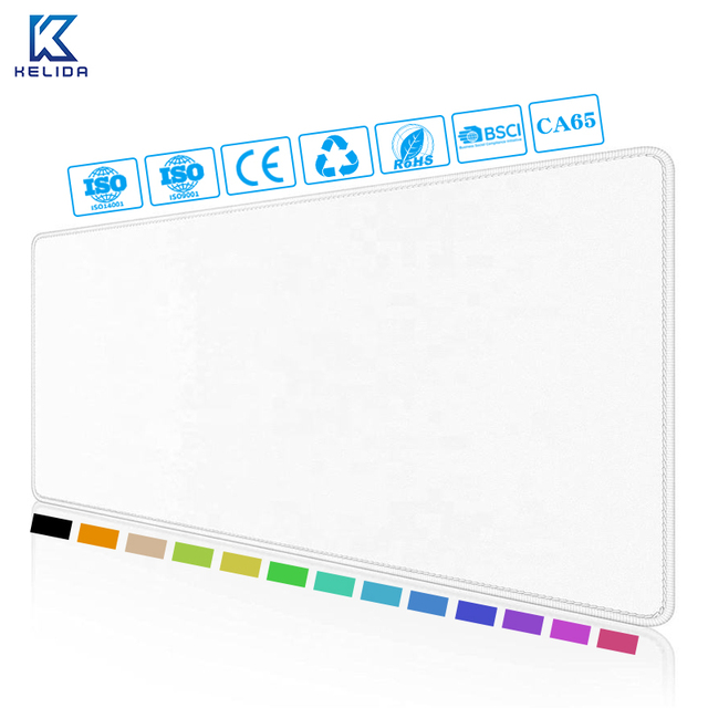Custom Logo Large Size 800x300mm Rubber Gaming White Mouse Pad with Stitched Edges in Stock