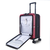 Valise pliable moderne en polycarbonate avec serrure TSA, 4 roues pivotantes, chariot en aluminium, poche avant pour ordinateur portable, pliable