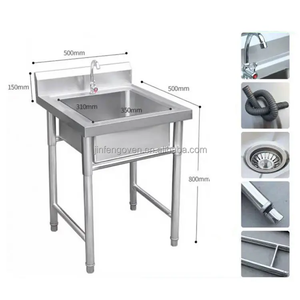 中国工厂价 304 不锈钢双槽厨房水槽 拉丝缎面银色 1.0 毫米厚度 商用 - Product Image 2