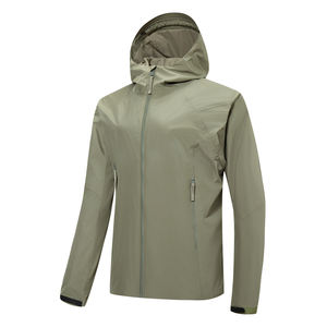 Combinaison de pluie solide en polyester léger de haute qualité, automne, fermeture éclair, coupe-vent, imperméable, veste tricotée pour la randonnée, hommes et femmes - Product Image 1
