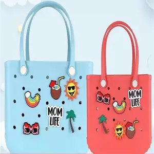 Factory Direct Sales Outdoor Simply Leopard Baseball Print Red Eva Large Totes Silicone Beach Bogg Bag Big Discount