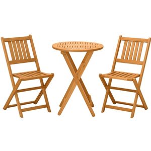 Muebles de Exterior, Juego de Mesa y Sillas Plegables de Madera Maciza de 3 Piezas, con 2 Sillas Plegables y Mesa de Centro <span class=keywords><strong>para</strong></span> Patio o Balcón - Product Image 1