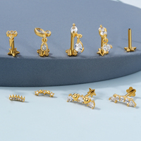 Toposh 925 argent Sterling oreille goujon clair CZ balancent coeur étoile Vintage sans fil Labret Zircon lèvre Piercing bijoux Labret goujon