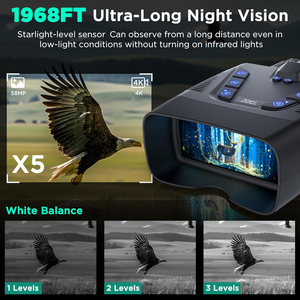 Binoculares de Visión Nocturna 4K con Gafas Infrarrojas, Imágenes a Todo Color con Poca Luz, Batería de 18 Horas para Vida Silvestre, Seguridad y Aventuras al Aire Libre - Product Image 4