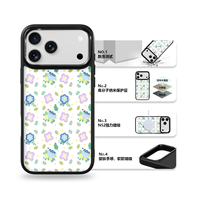 Coque de téléphone AG Feeling Black Edge avec motif Gilding Blue Dream pour iPhone 17, 17 Pro Max, 16 Pro, 15 – Coque magnétique