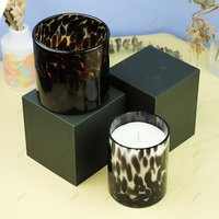Échantillons gratuits Bougies parfumées de luxe Parfum d'intérieur Pots de bougies en verre imprimé léopard Coffret cadeau Bougie d'aromathérapie