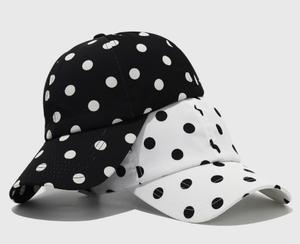 Gorra de béisbol con lunares en blanco y negro, gorra para el sol con visera de pico de pato, ajustable, unisex, para viajes al aire libre - Product Image 4