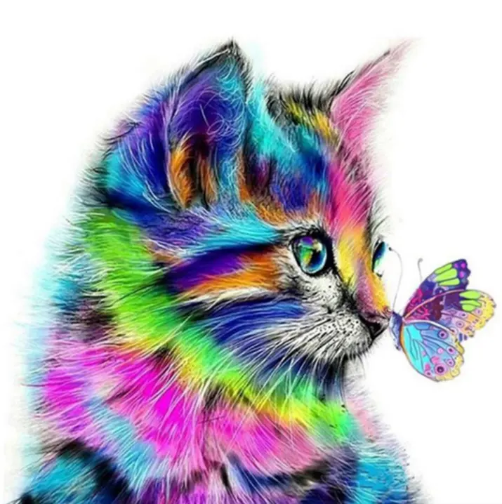 ชุดภาพวาดเพชรโมเสคพลอยเทียมเจาะเต็ม5D ชิ้น,ภาพวาดรูปแมวเพชรน่ารักสัตว์ขายส่งตามสั่ง