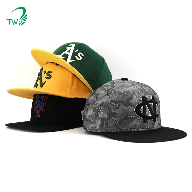 Wholesale Mens Stylish Flat Brim Snapback Cap Hip Hop Cap Custom 6 Panel Sports Baseball Hat Fitted Cap