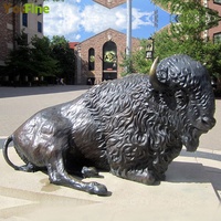 Sculpture de buffle en bronze, statue d'animal en métal grandeur nature YOUFINE