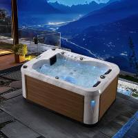 Baignoire Spa LED Moderne en Acrylique avec Contrôle Balboa, 40 Jets, Autoportante, pour Villa et Hôtel, Utilisation Extérieure, 2-3 Personnes, Baignoires Spa à Ozone